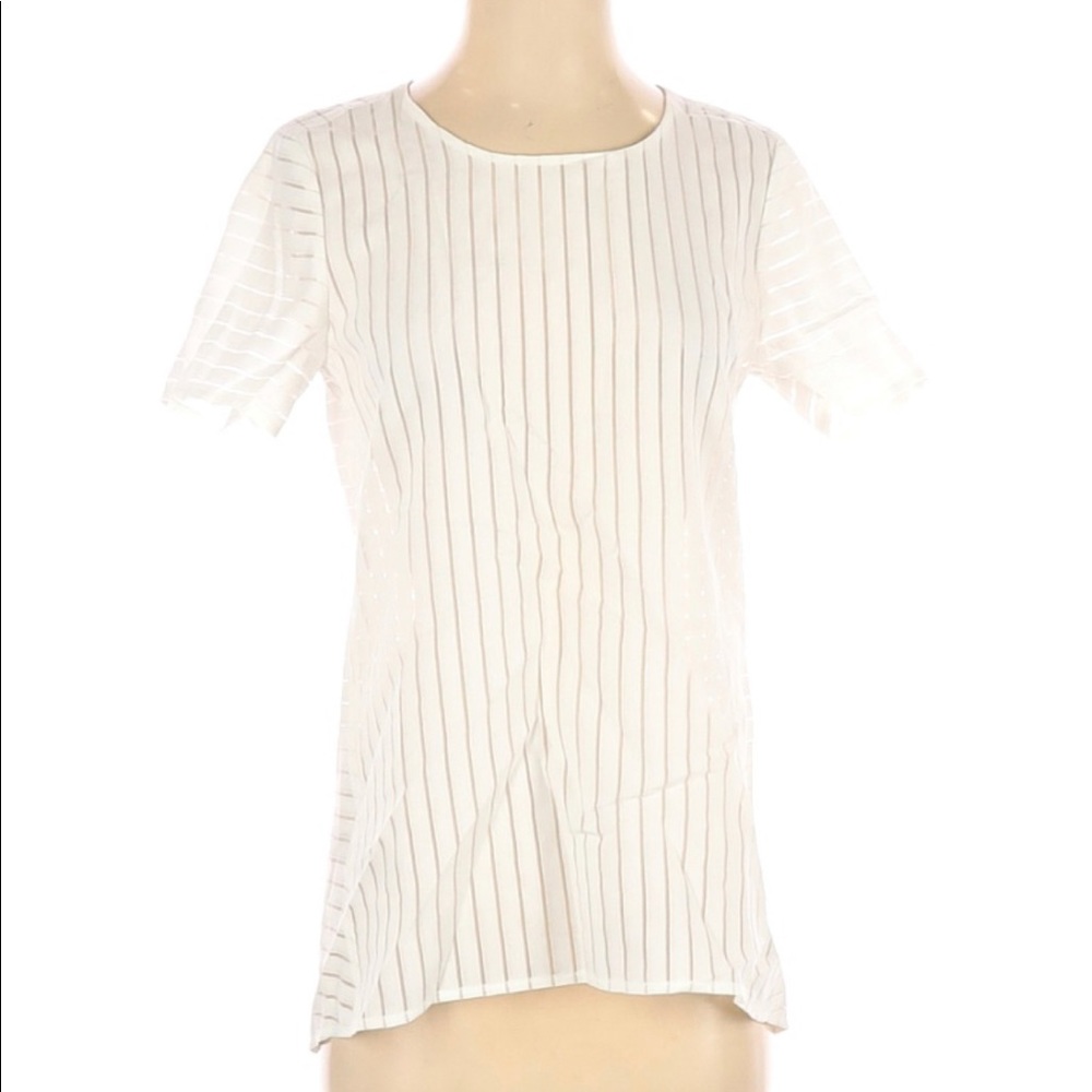 J. Crew Size 0 white textured short sleeve blouse shirt excellent used condition